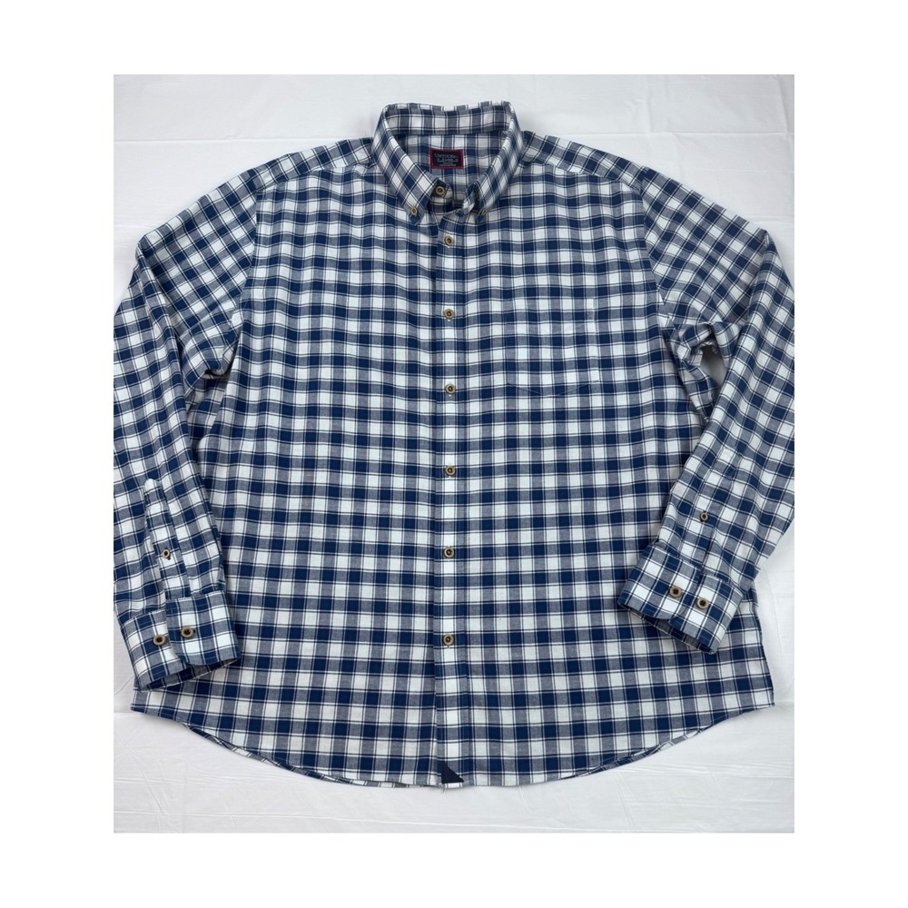 UNTUCKit Brunnen WF Mens XL Relaxed Fit Navy Gingham Cotton Shirt 41121‎ Casual